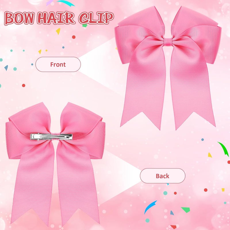 Knitgrip 4 Pcs 10" Cheerleading Pom Poms Large Cheerleader Hair Bow for Girl Set Cheer Pompoms Cheerleading Accessories for Dance Sports Events Party Basketball Football Team - Image 4